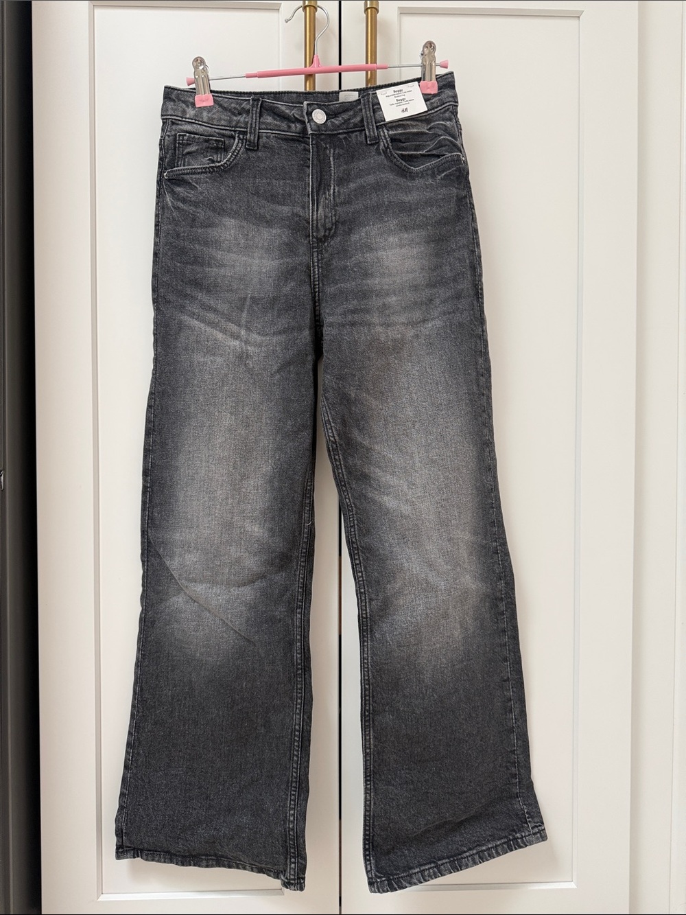 H&M Washed Black Wide-Leg Jeans Kids Size 14